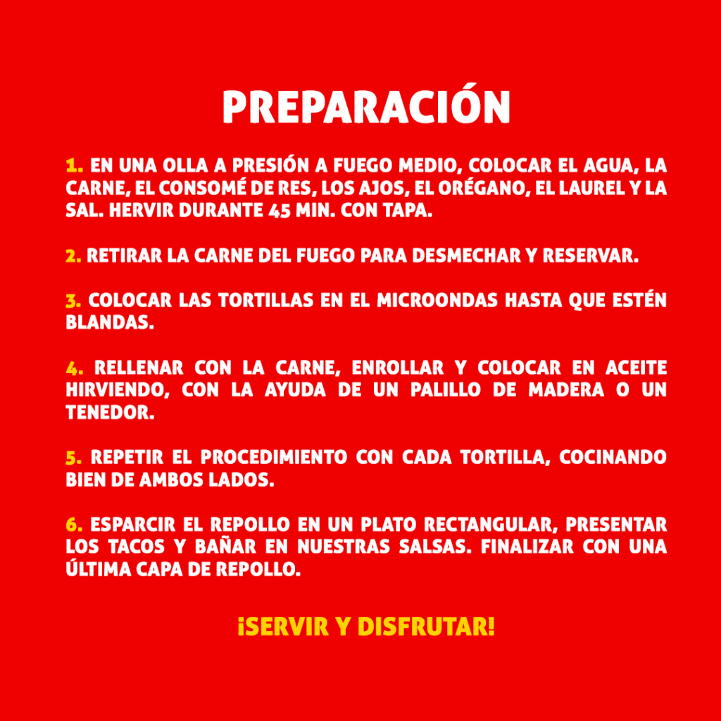 Paso a paso del procedimiento para preparar Taco Tico en la cocina.