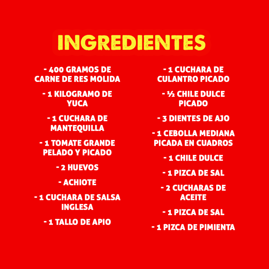 Ingredientes para hacer Enyucados