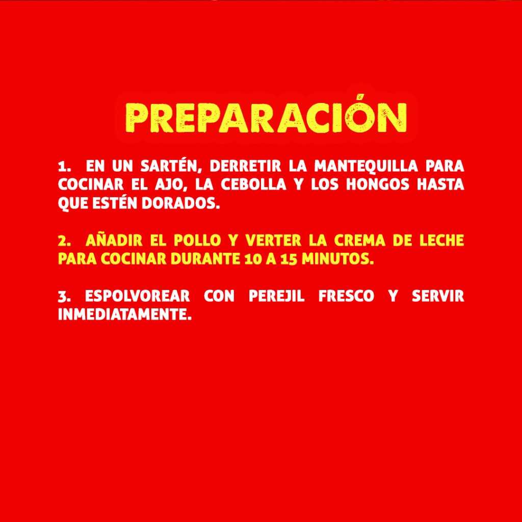 Preparación de Pollo en Salsa de Hongos - Paso a paso de la receta mostrando la cocción del pollo y la preparación de la salsa.