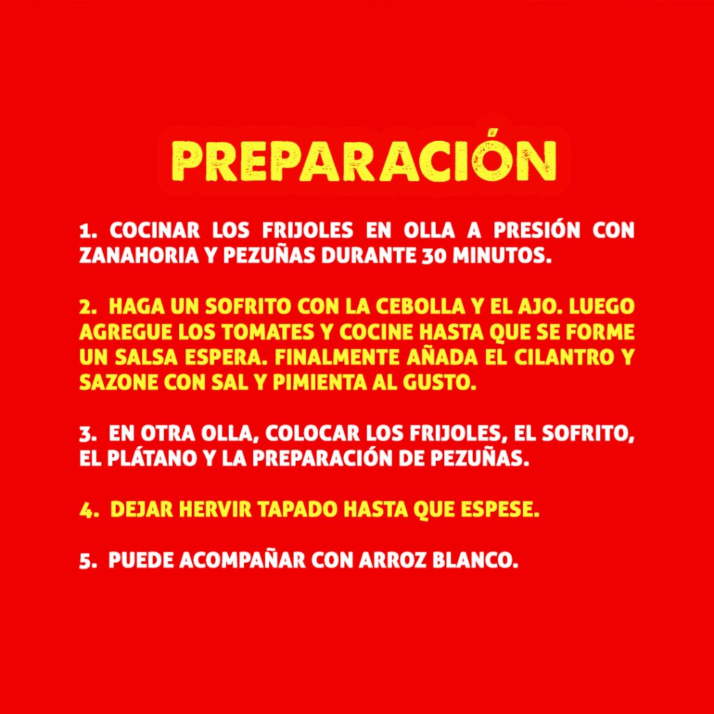 Preparación de Pesuñas de Cerdo con Frijoles, mostrando el proceso de cocción de las pesuñas y la mezcla de frijoles.