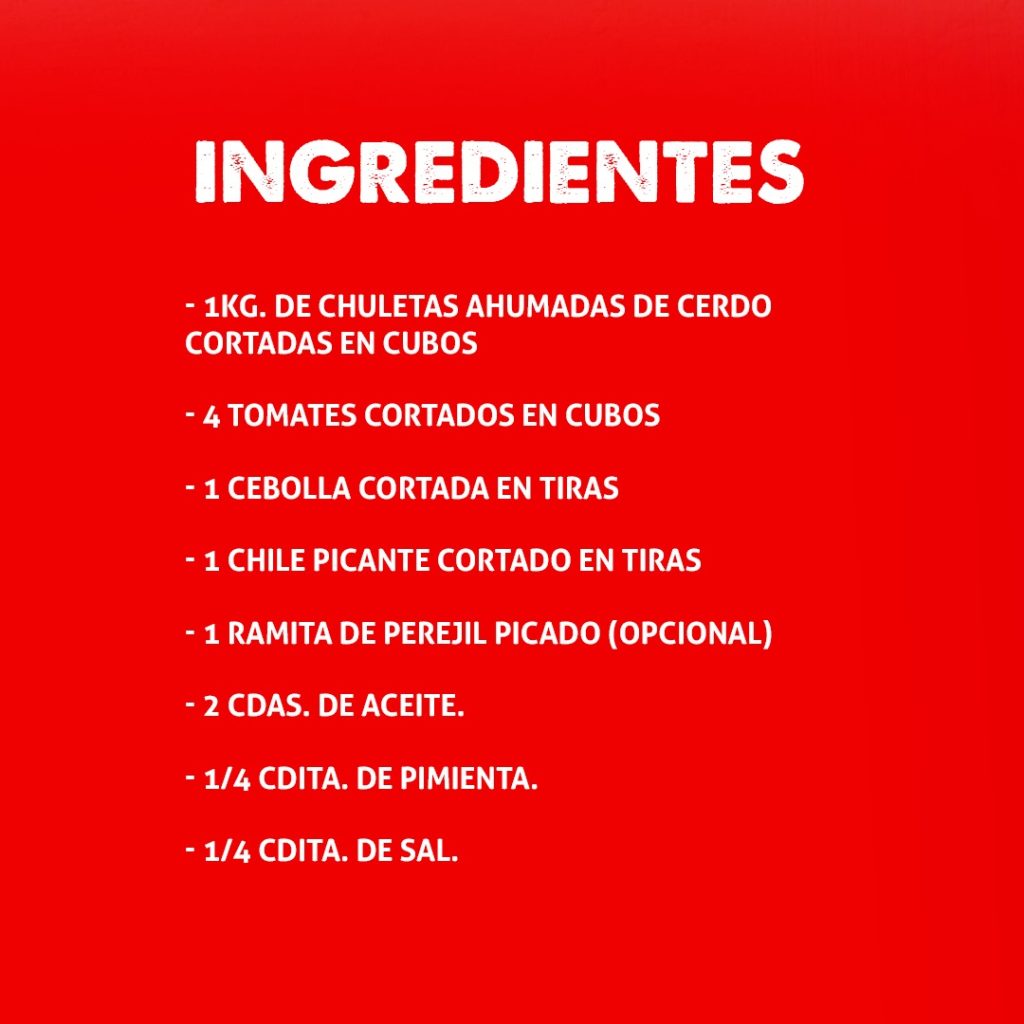 Ingredientes para preparar chuleta ahumada guisada