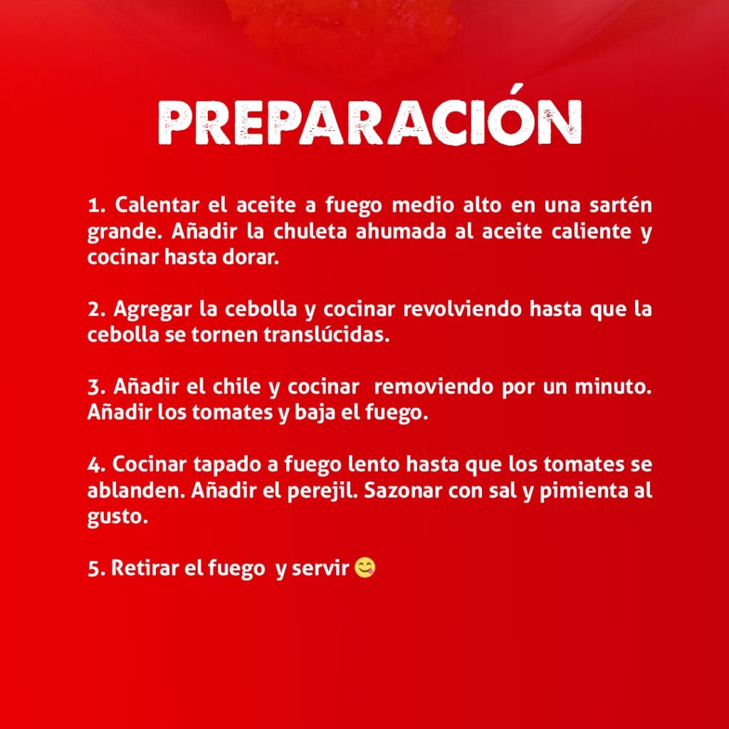 Proceso de preparación de chuleta ahumada guisada