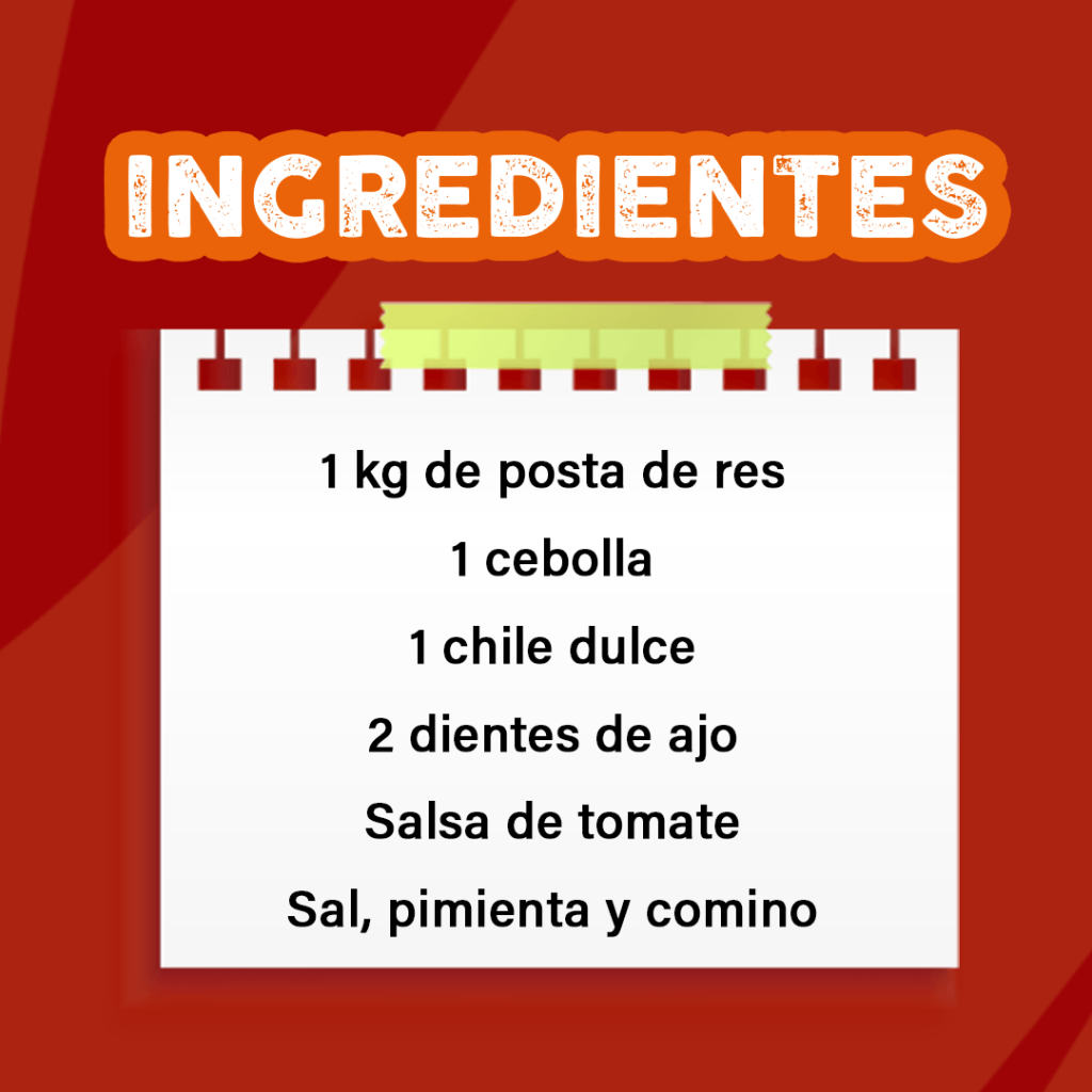 Ingredientes de la carne mechada casera